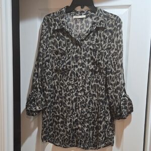 Old Navy Leopard Print Blouse - Black and Tan